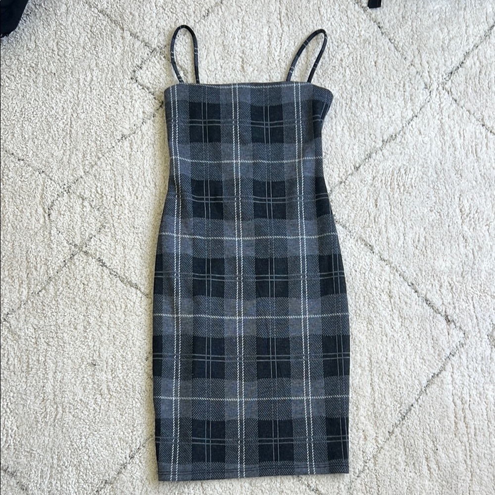 Windsor Plaid Gray Spaghetti Strap Dress